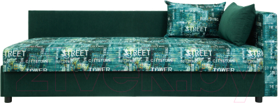 Тахта KRONES Эллада (велюр рисунок/зеленый) - фото