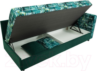 Тахта KRONES Эллада (велюр рисунок/зеленый)