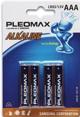 Комплект батареек Pleomax Alkaline AAA LR03-4BL - фото