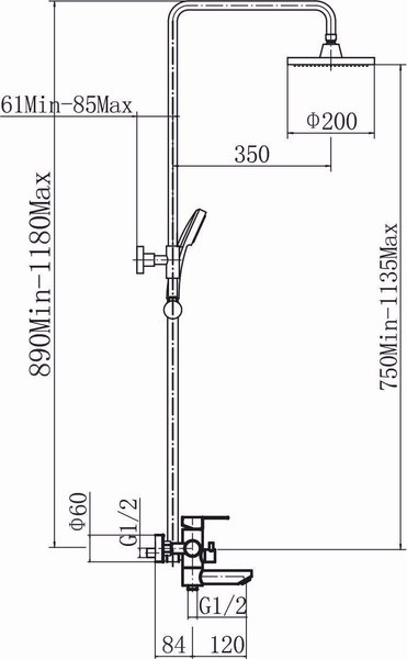 Душевая система со смесителем Fashun A52401-7A