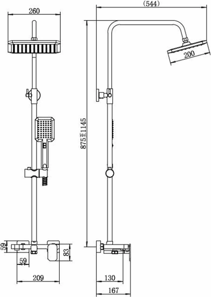 Душевая система со смесителем Fashun A52424-8