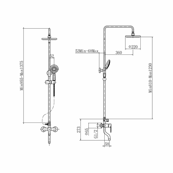 Душевая система со смесителем Plstart PL2401-7