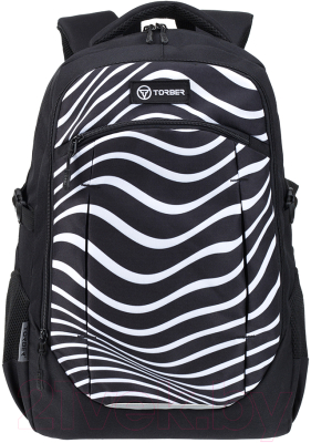 Школьный рюкзак Torber Class X Зебра / T9355-22-ZEB (черный/белый) - фото