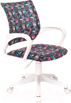 Кресло детское Бюрократ Burokids 1W / 1687097 (мультиколор геометрия/пластик белый) - фото