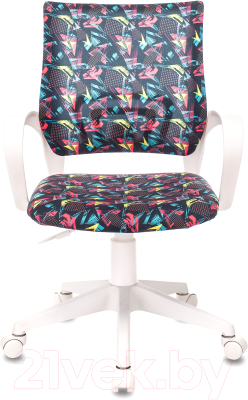 Кресло детское Бюрократ Burokids 1W / 1687097 (мультиколор геометрия/пластик белый)