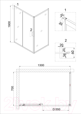 Душевая дверь Niagara NG-82-13AB 130x190