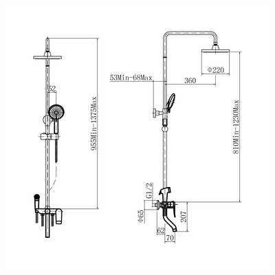 Душевая система со смесителем Plstart PL2403-7