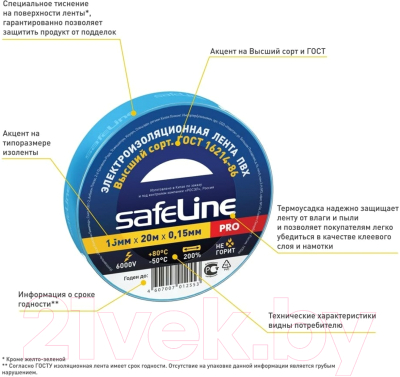 Изолента Safeline 19ммx20м 9371