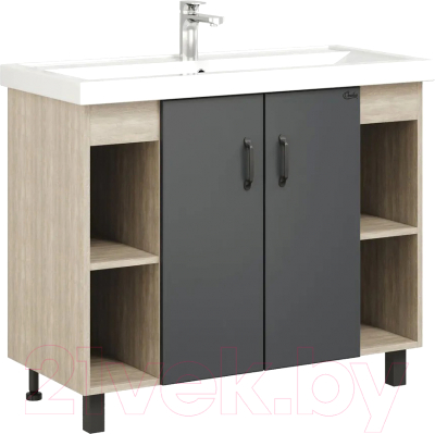 Тумба под умывальник Onika Тимбер 100.10 / 110010 (серый матовый/дуб сонома) - фото