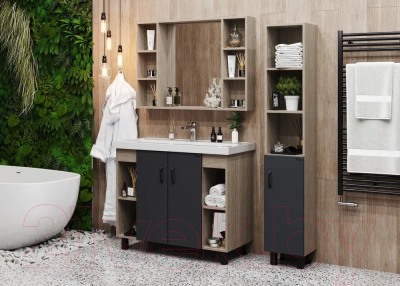 Тумба под умывальник Onika Тимбер 100.10 / 110010 (серый матовый/дуб сонома)