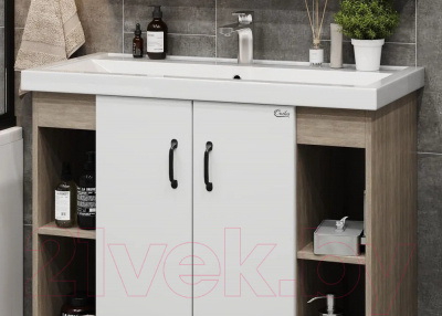 Тумба под умывальник Onika Тимбер 100.10 / 110011 (белый матовый/дуб сонома)