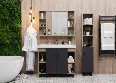 Шкаф с зеркалом для ванной Onika Тимбер Универсальный 100.00 / 210017 (дуб сонома)