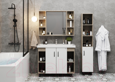 Шкаф с зеркалом для ванной Onika Тимбер Универсальный 100.00 / 210017 (дуб сонома)