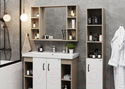 Шкаф с зеркалом для ванной Onika Тимбер Универсальный 100.00 / 210017 (дуб сонома)