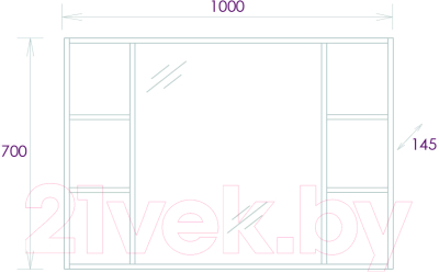 Шкаф с зеркалом для ванной Onika Тимбер Универсальный 100.00 / 210017 (дуб сонома)