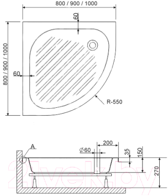 Душевой поддон RGW Acryllic BP/CL-S / 116180488-51