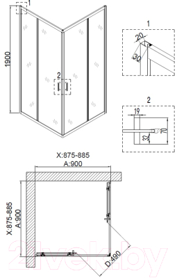 Душевой уголок Niagara Nova NG-6808-08 BLACK 90x90