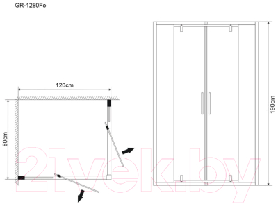 Душевой уголок Grossman Forta GR-1280RFo 120x80x190