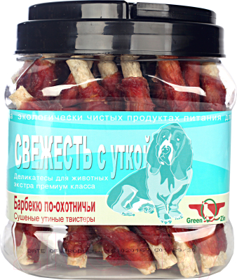 Лакомство для собак Green QZin Свежесть 2 Сушеные утиные твистеры - фото