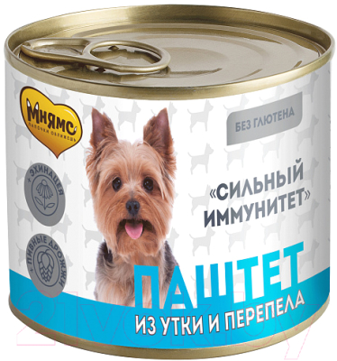Влажный корм для собак Мнямс Сильный иммунитет. Паштет из утки и перепела / 705076 - фото