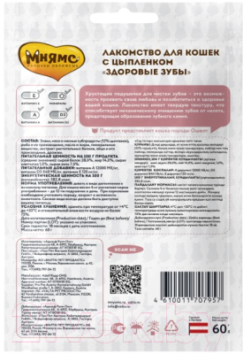 Лакомство для кошек Мнямс Здоровые зубы. Хрустящие подушечки / 707957