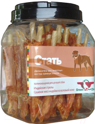 Лакомство для собак Green QZin Стать Сушеное мясо индейки на воловьей коже - фото