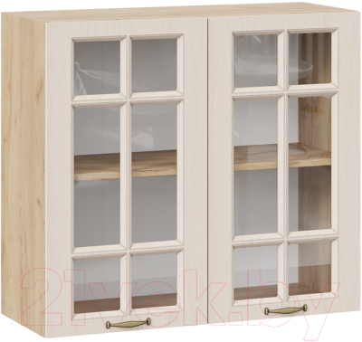 Шкаф навесной для кухни ТриЯ Лина 1В8С (дуб крафт золотой/крем) - фото