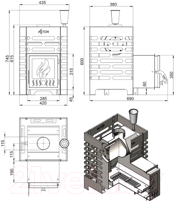 Печь-каменка Везувий Aston 12 Inox