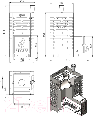 Печь-каменка Везувий Aston 16 Inox
