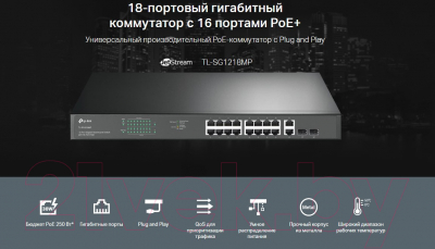 Коммутатор TP-Link TL-SG1218MP