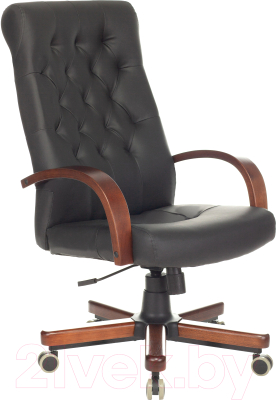 Кресло офисное Бюрократ T-9928WALNUT/ECO (экокожа черный/дерево) - фото