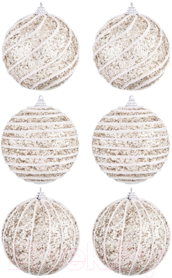 Набор шаров новогодних Elan Gallery Полоски / 970075 - фото