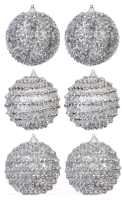Набор шаров новогодних Elan Gallery Серебряный узор / 970085 - фото