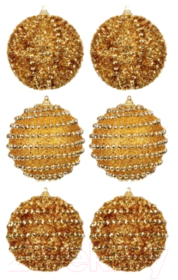 Набор шаров новогодних Elan Gallery Золотой узор / 970086 - фото