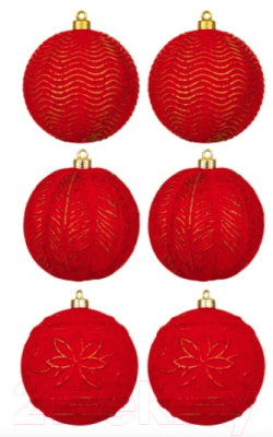 Набор шаров новогодних Elan Gallery Красный бархат / 970091 - фото