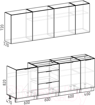 Готовая кухня Интермебель Микс Топ-7 2.2м без столешницы