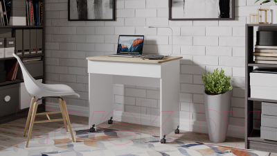 Компьютерный стол ТриЯ Diamond тип 2 (дуб сонома/белый)