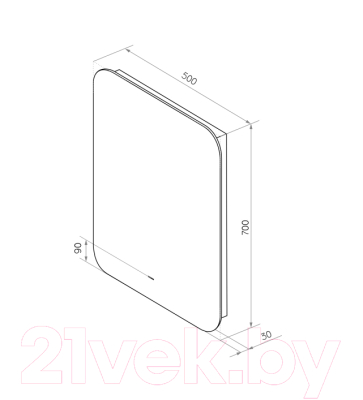 Зеркало Континент Burzhe Led 50x70 (с бесконтактным сенсором, холодная подсветка)