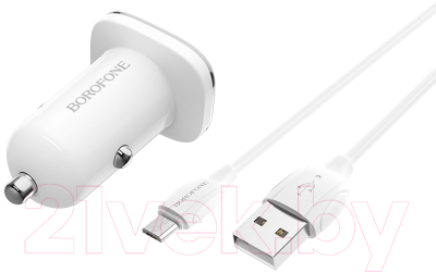 Зарядное устройство автомобильное Borofone BZ12 с кабелем Micro - фото