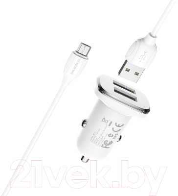 Зарядное устройство автомобильное Borofone BZ12 с кабелем Micro