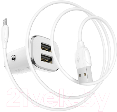 Зарядное устройство автомобильное Borofone BZ12 с кабелем Micro