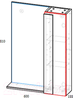 Шкаф с зеркалом для ванной Garda Sorento 3-600R
