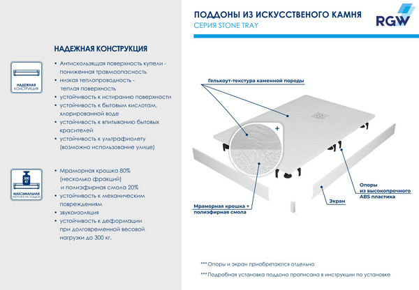 Душевой поддон RGW ST/AL-W / 16154128-01L