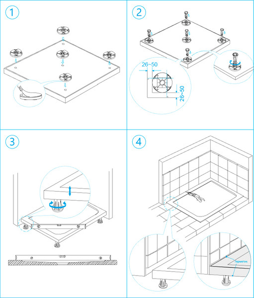 Душевой поддон RGW ST/AL-W / 16154128-01L