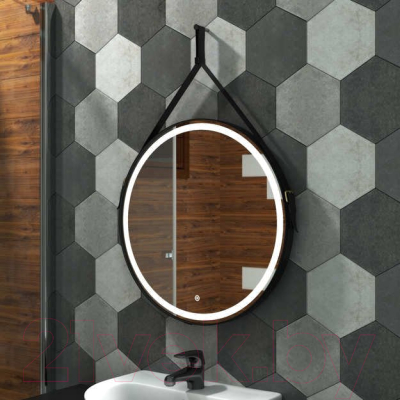 Зеркало Континент Millenium Black Led D 65 (натуральная кожа, черный)