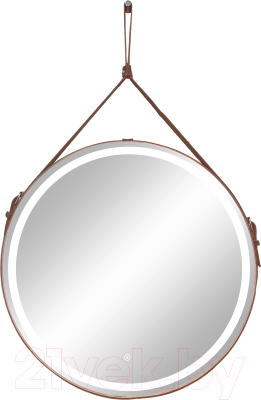 Зеркало Континент Millenium Brown Led D 80 (натуральная кожа, коричневый) - фото