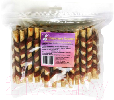 Лакомство для собак O'dog Спиралька кролика с хрустящей сыромятной палочкой - фото