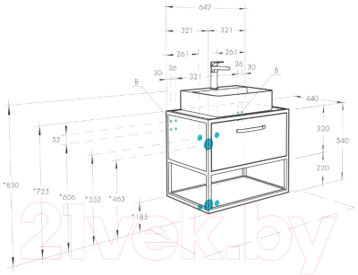Тумба с умывальником Акватон Лофт Фабрик 65 (1A2423K2LTDU0)