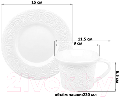 Чашка с блюдцем Elan Gallery Розы / 540431 (2пр.)