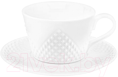 Чашка с блюдцем Elan Gallery Ромбики / 540502 (2пр.) - фото
